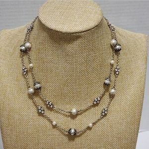 Brighton Silver and White Double Strand Necklace